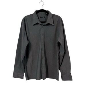 Kenneth Cole New York Dark Charcoal Gray Long Sleeve Button Down Shirt Sz XL